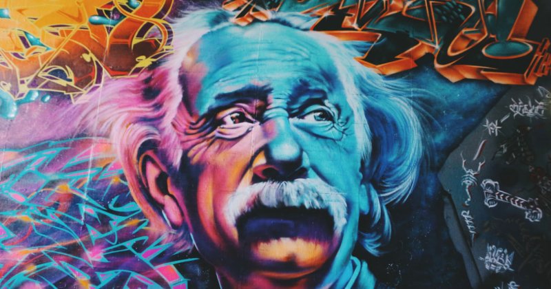 Spray painted portrait of Albert Einstein